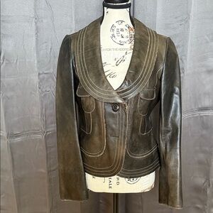 June Women's Leather Jacket - Dark Brown